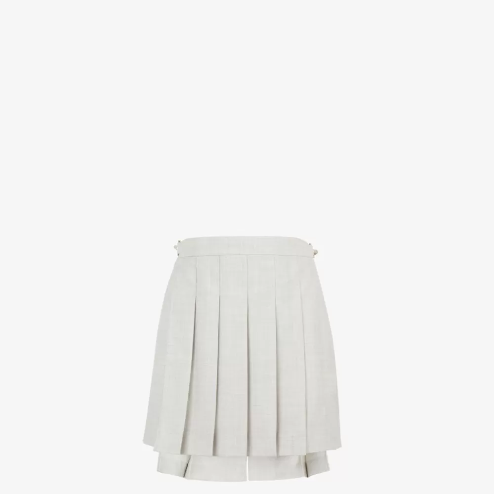 Pantaloni E Shorts>Fendi Pantaloncino In Lana Bianca