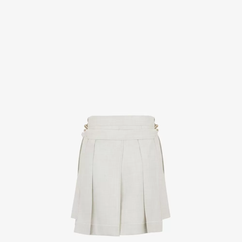 Pantaloni E Shorts>Fendi Pantaloncino In Lana Bianca