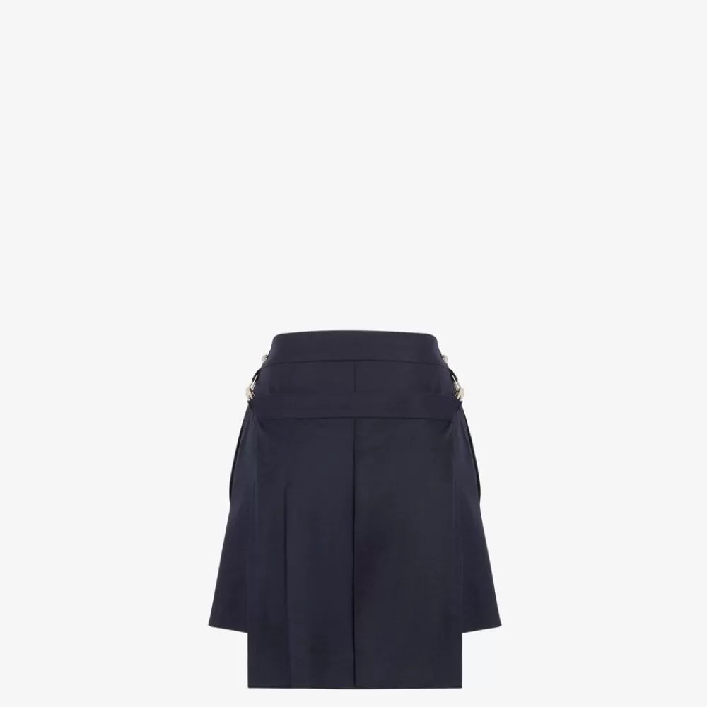Pantaloni E Shorts>Fendi Pantaloncino In Lana Blu