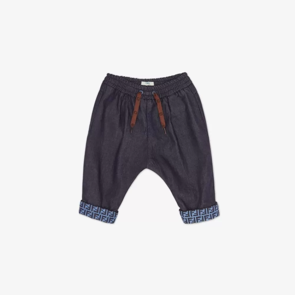 Bambino>Fendi Pantalone Baby In Chambray Blu Navy