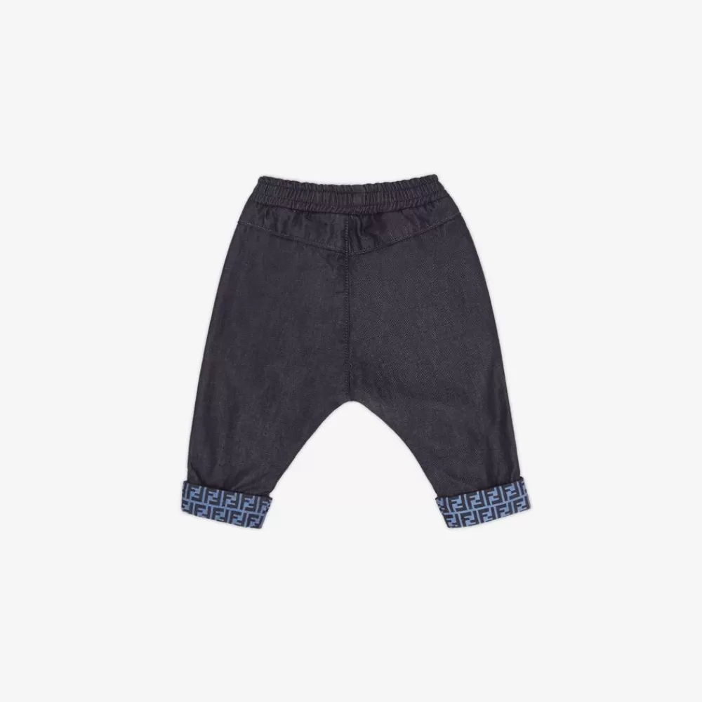 Bambino>Fendi Pantalone Baby In Chambray Blu Navy