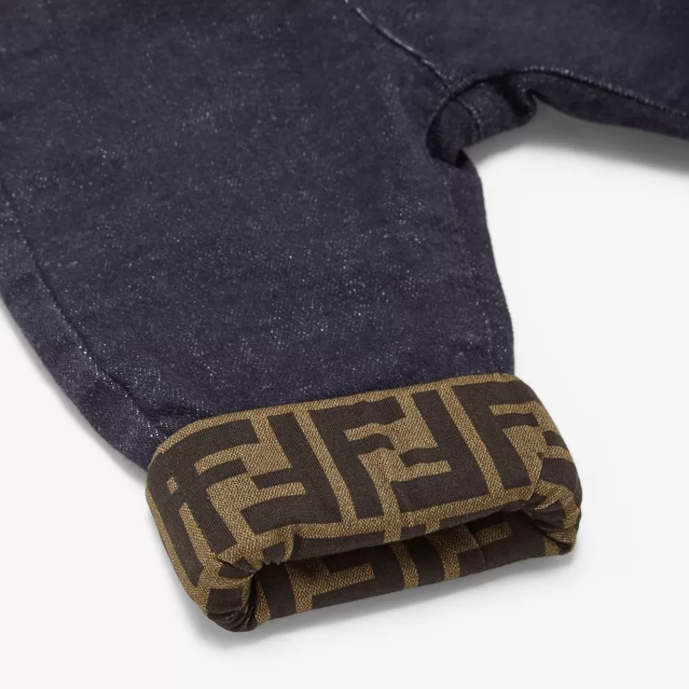 Bambina>Fendi Pantalone Baby In Denim E Bordi Con Logo Ff