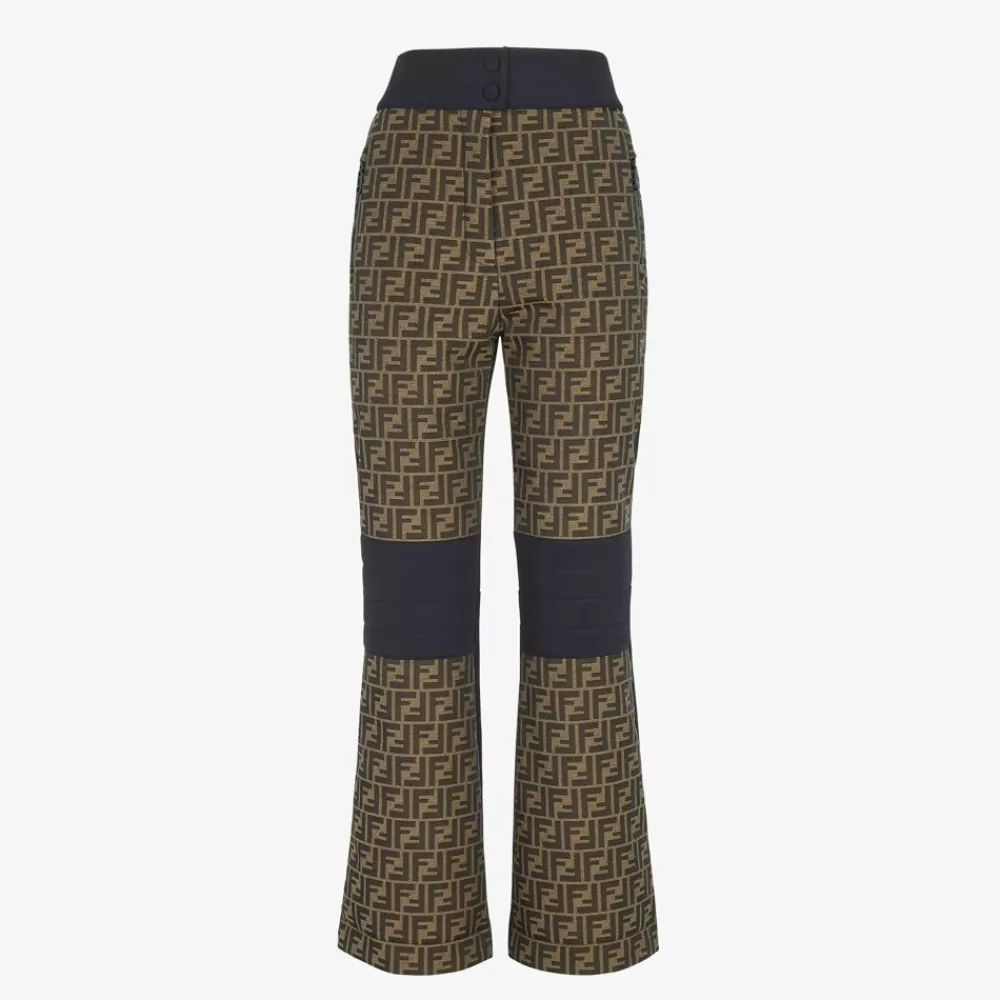 Skiwear>Fendi Pantalone In Canvas Ff Marrone
