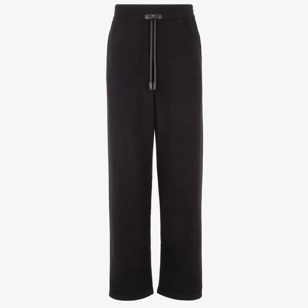 Denim E Pantaloni>Fendi Pantalone In Cashmere Nero