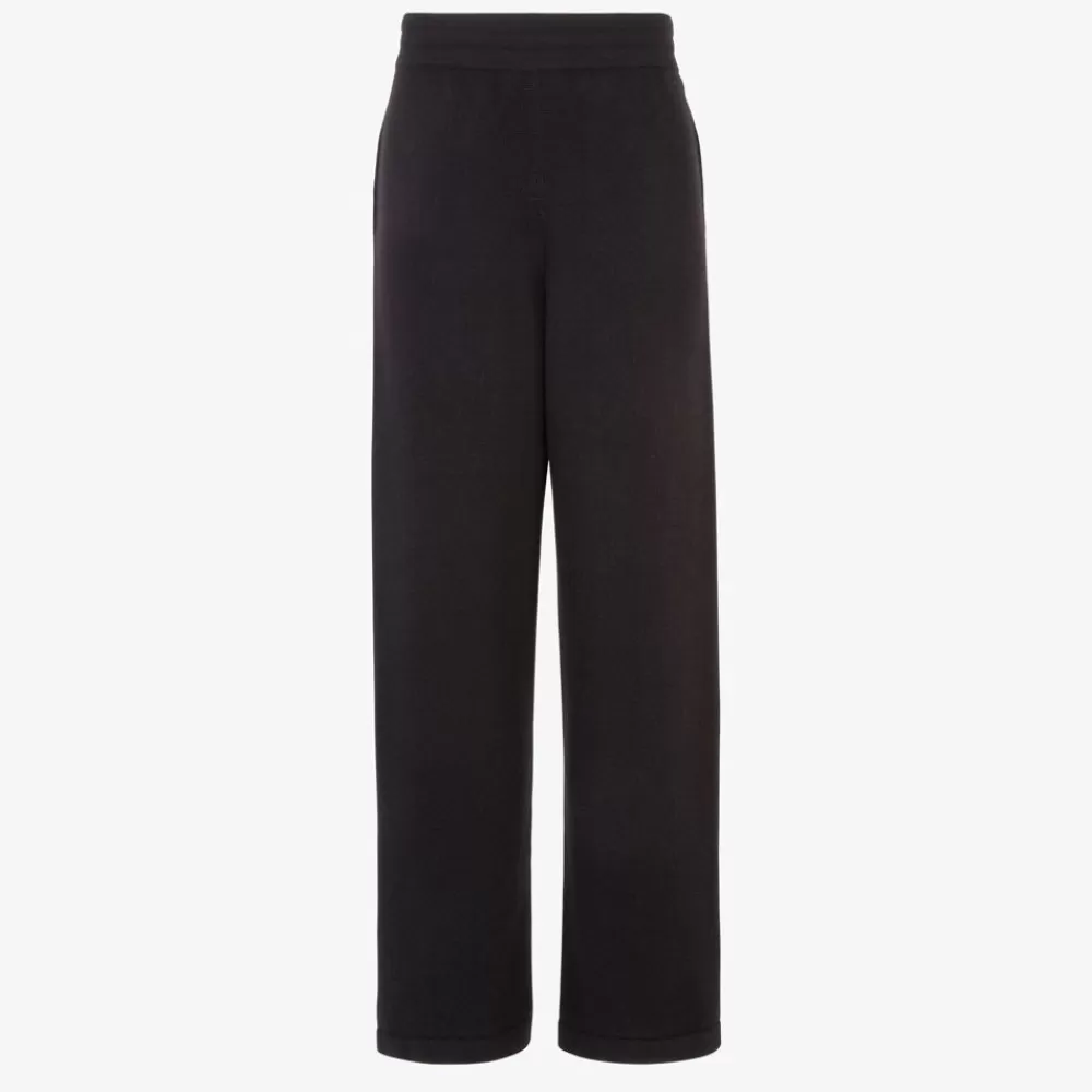 Denim E Pantaloni>Fendi Pantalone In Cashmere Nero