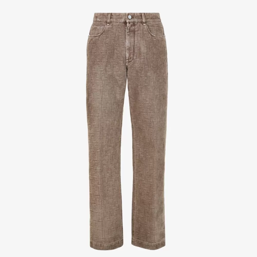 Denim E Pantaloni>Fendi Pantalone In Denim Beige