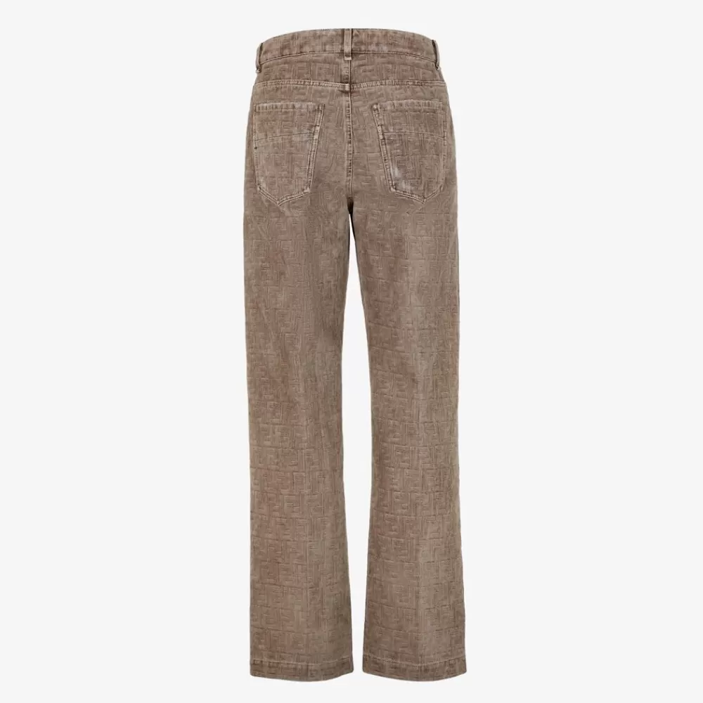 Denim E Pantaloni>Fendi Pantalone In Denim Beige