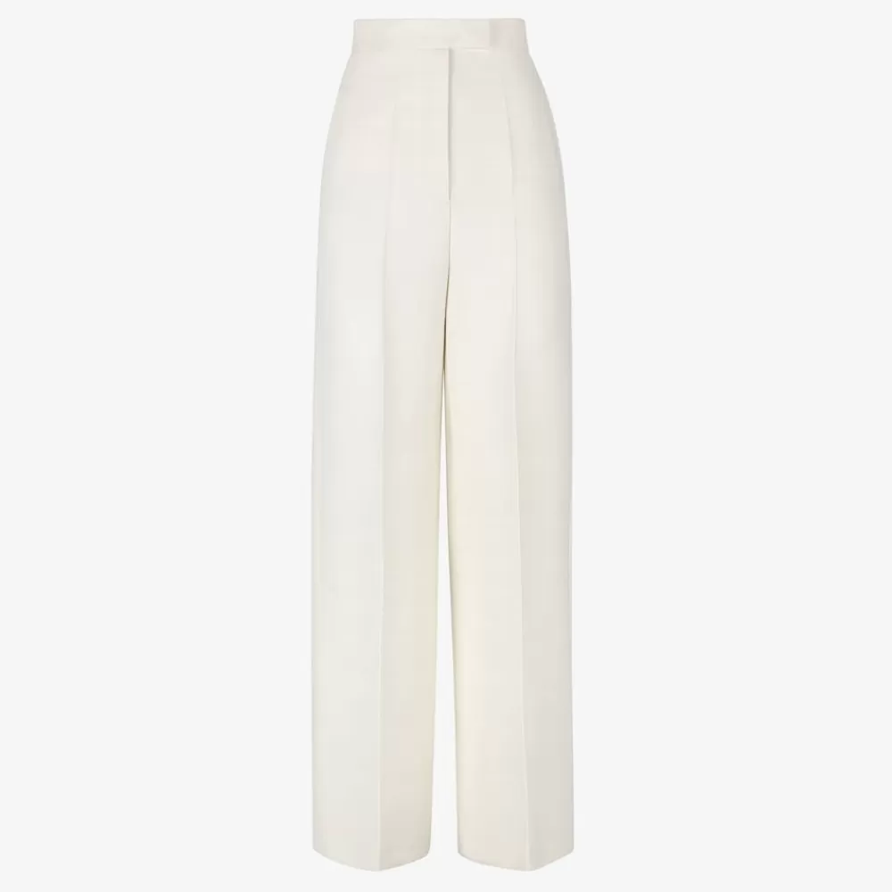 Completi>Fendi Pantalone In Lana E Seta Bianca