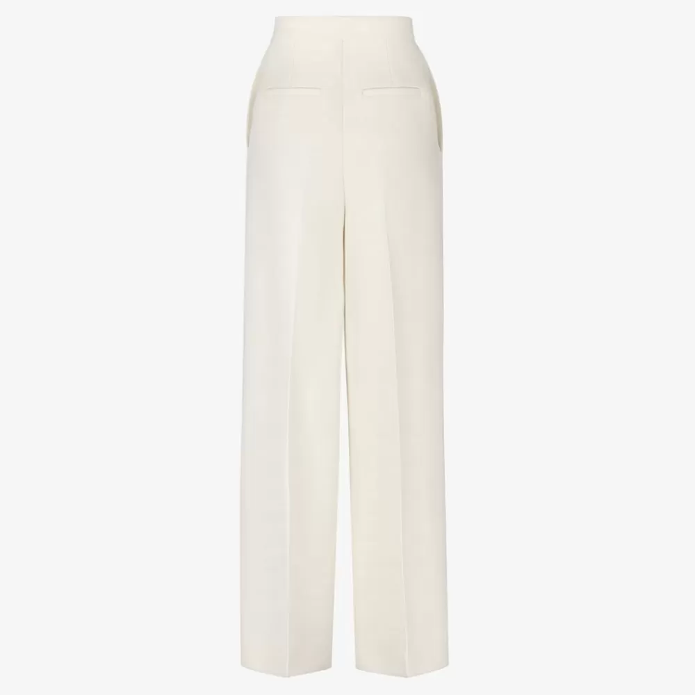 Completi>Fendi Pantalone In Lana E Seta Bianca