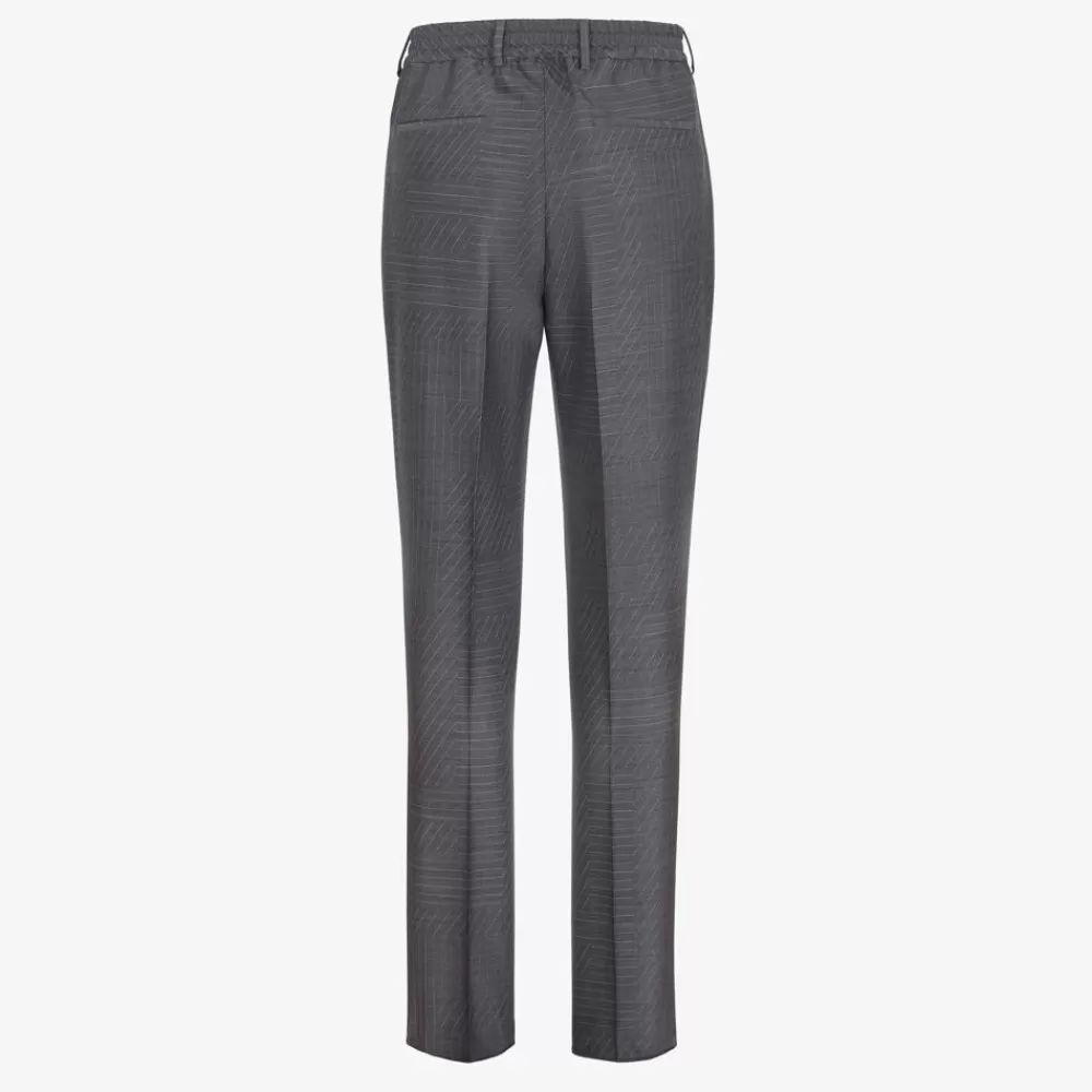 Denim E Pantaloni>Fendi Pantalone In Lana Grigia