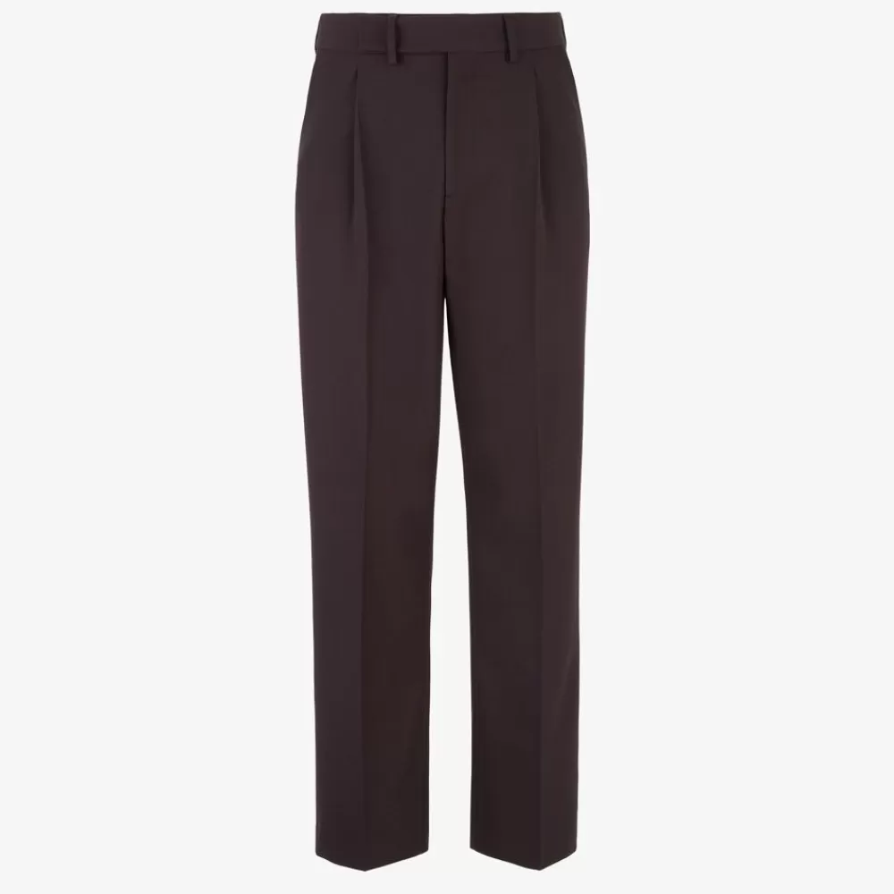 Denim E Pantaloni>Fendi Pantalone In Lana Marrone