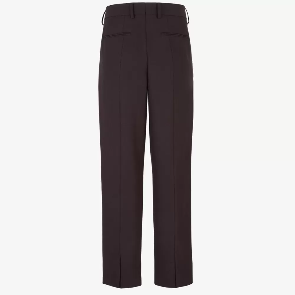 Denim E Pantaloni>Fendi Pantalone In Lana Marrone