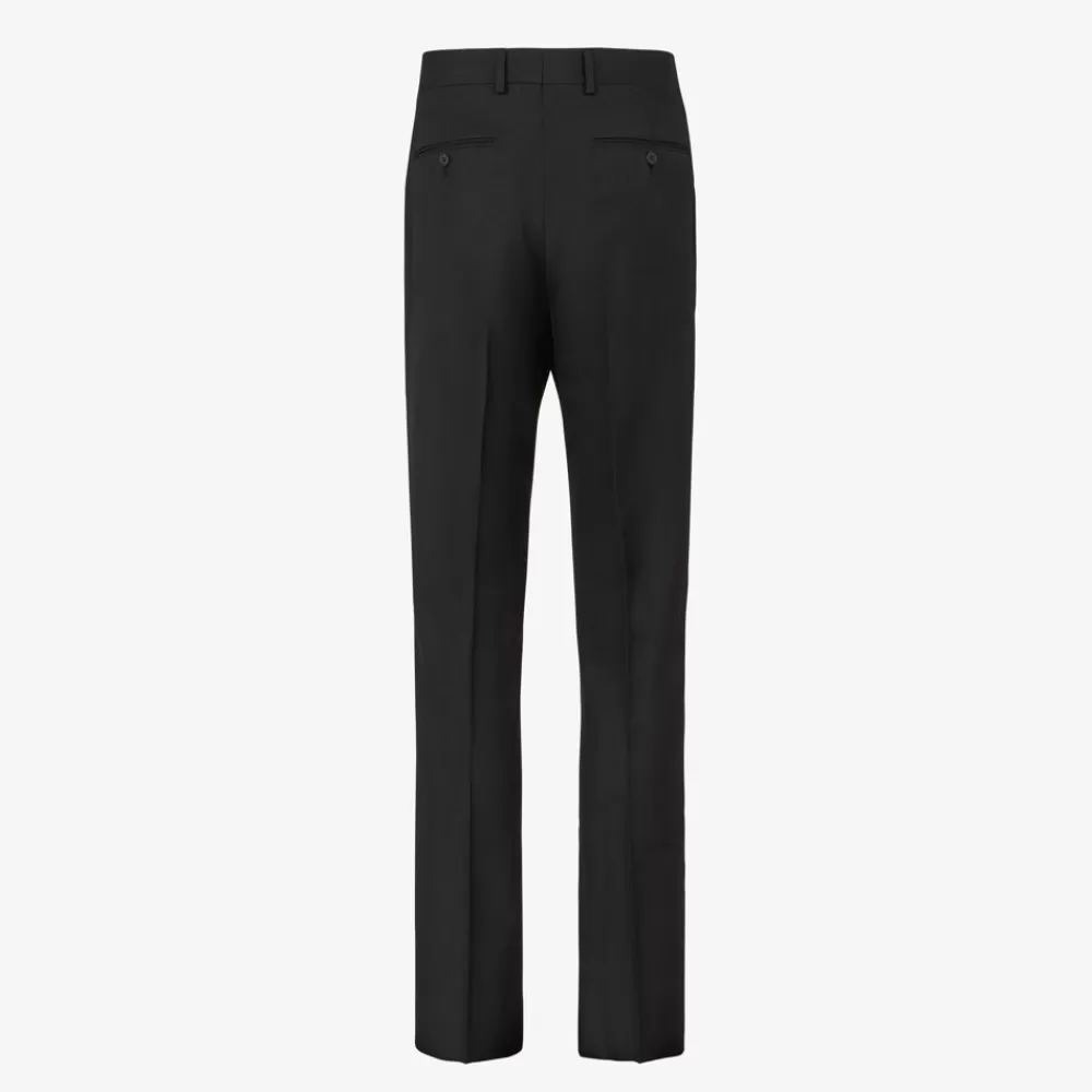 Denim E Pantaloni>Fendi Pantalone In Lana Seta Nera