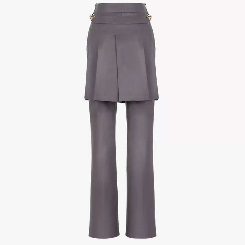 Pantaloni E Shorts>Fendi Pantalone In Nappa Grigia