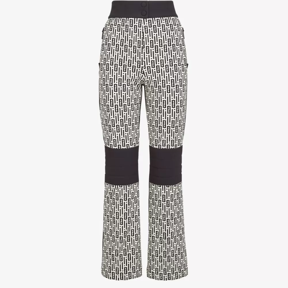 Skiwear>Fendi Pantalone In Nylon Stampato Bianco E Nero