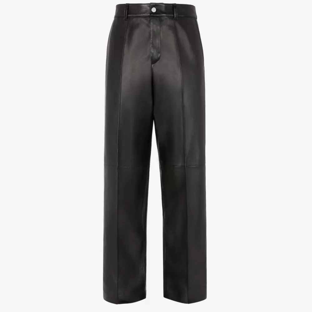 Denim E Pantaloni>Fendi Pantalone In Pelle Plonge Nera