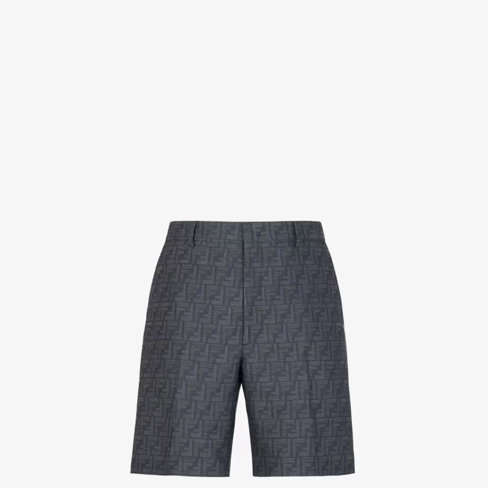 Denim E Pantaloni>Fendi Pantalone In Tessuto Jacquard Blu