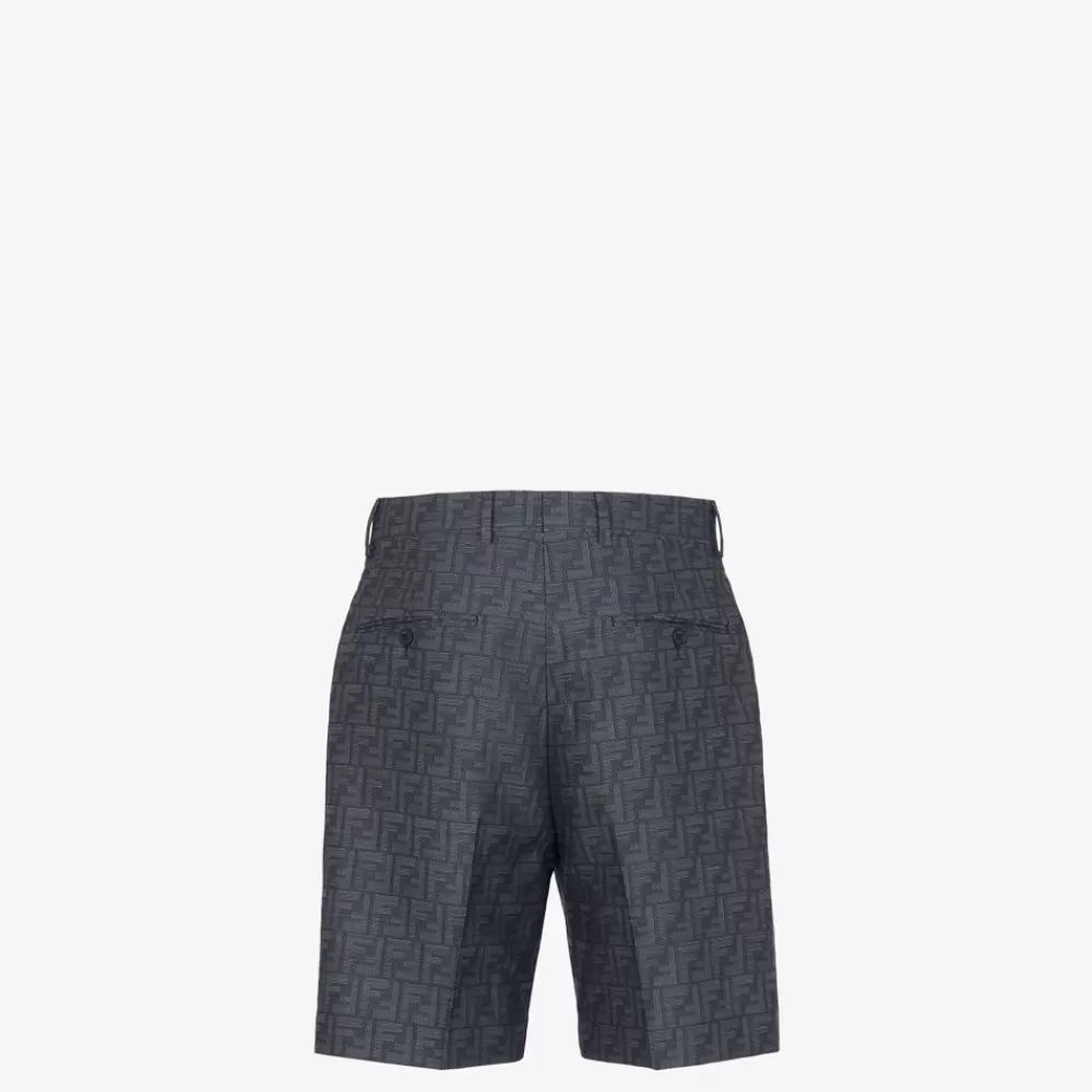 Denim E Pantaloni>Fendi Pantalone In Tessuto Jacquard Blu