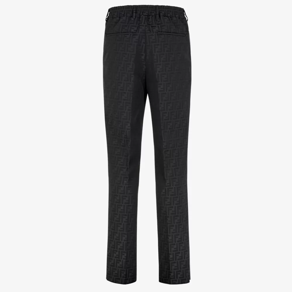 Denim E Pantaloni>Fendi Pantalone In Tessuto Nero