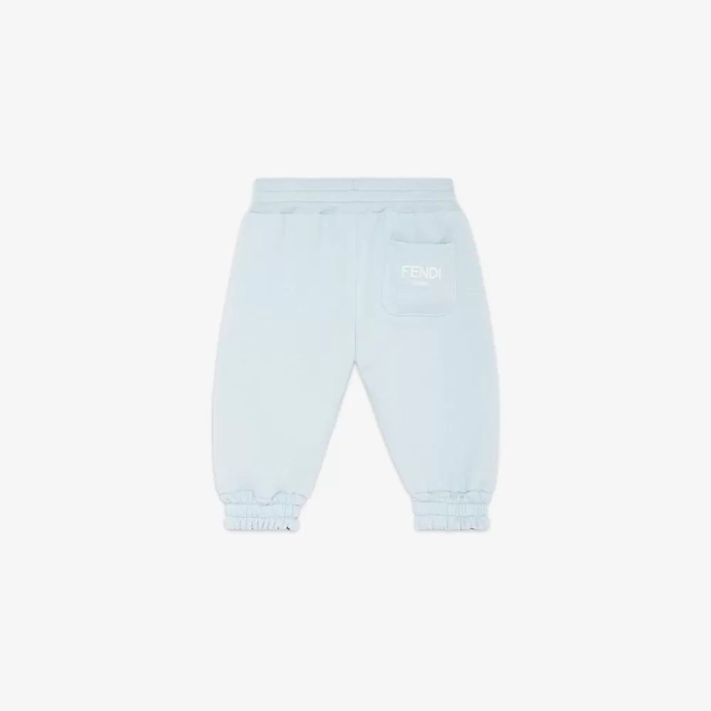 Bambina>Fendi Pantaloni Double Face In Nylon Ff E Felpa Azzurra