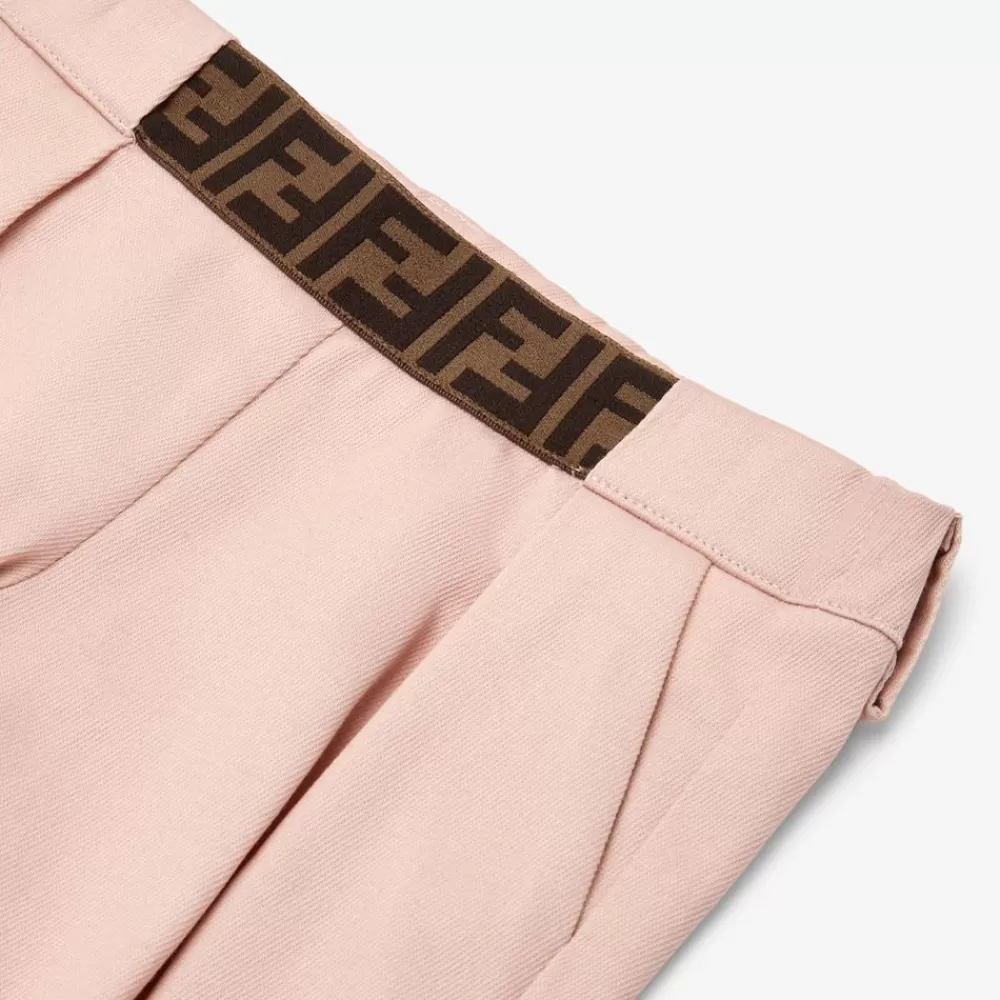 Bambina>Fendi Pantaloni In Cotone Rosa Con Dettaglio Del Logo
