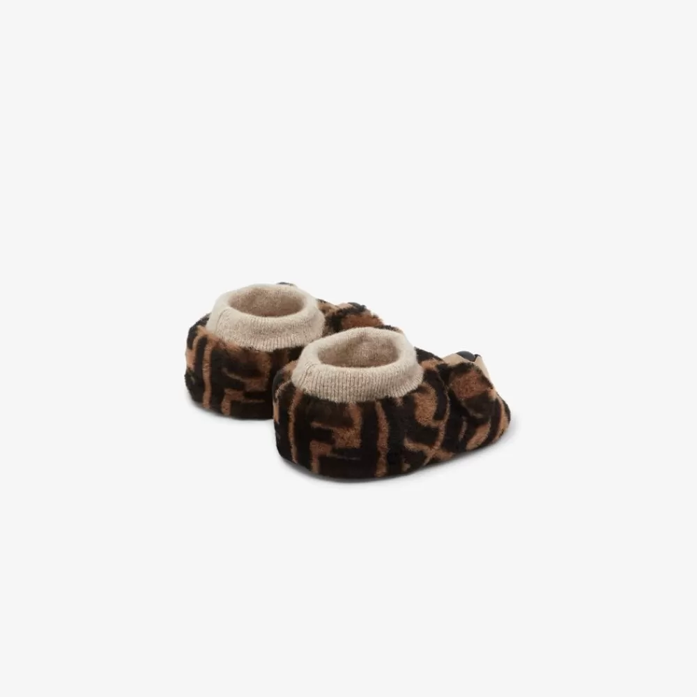 Bambina>Fendi Pantofoline Baby In Shearling Con Logo