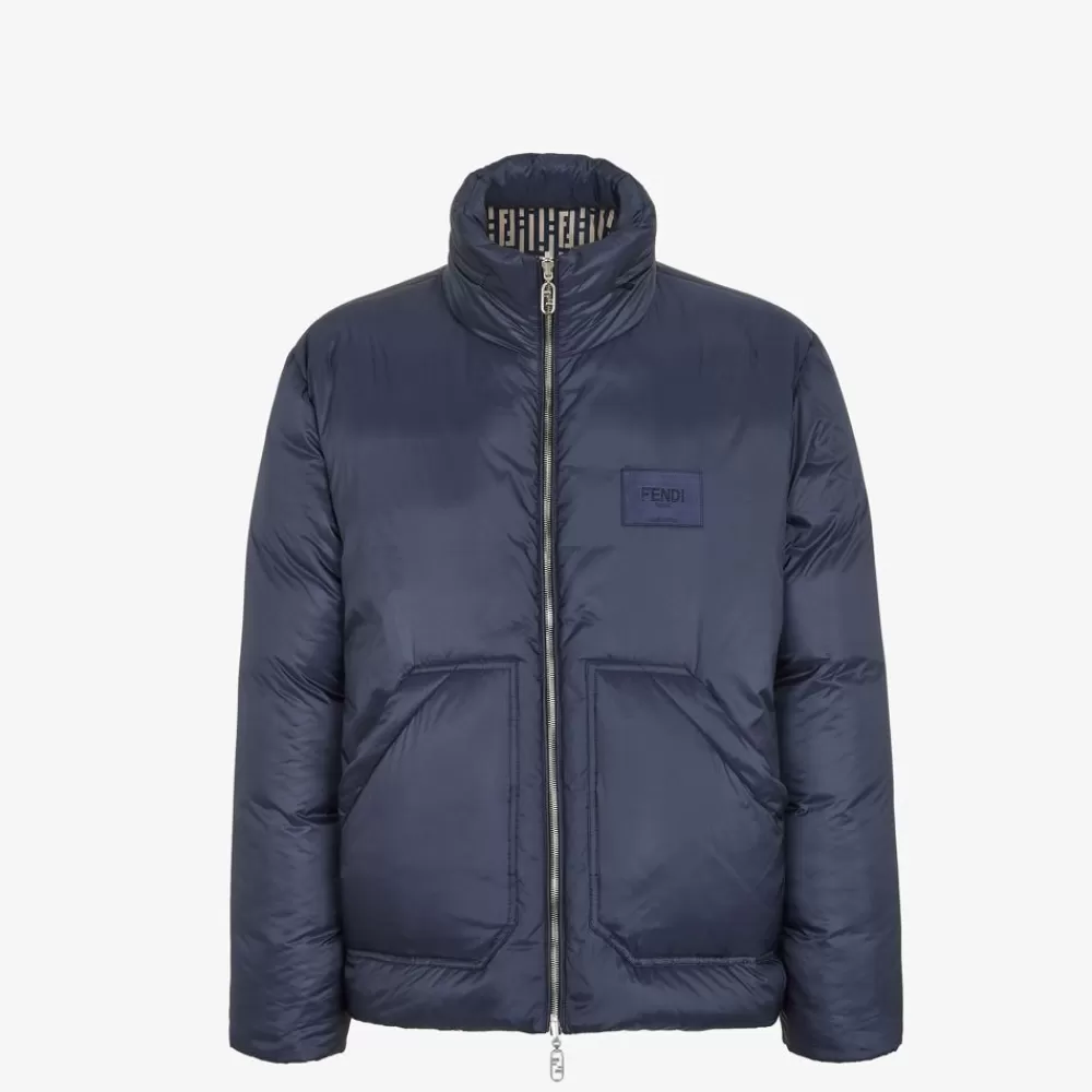 Activewear>Fendi Piumino In Nylon Blu