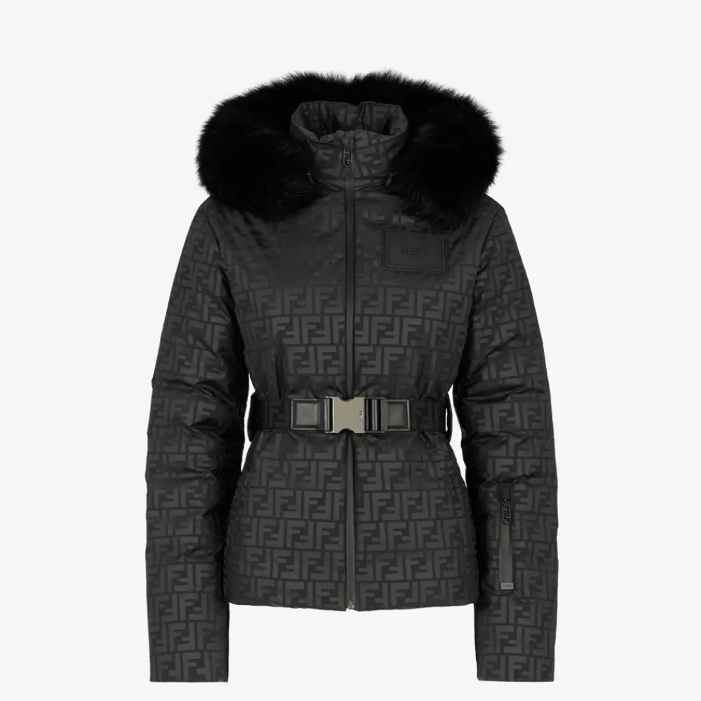 Skiwear>Fendi Piumino In Nylon Ff Nero