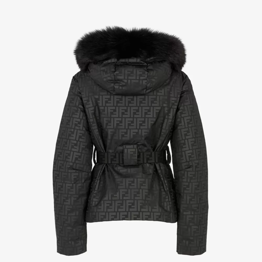 Skiwear>Fendi Piumino In Nylon Ff Nero