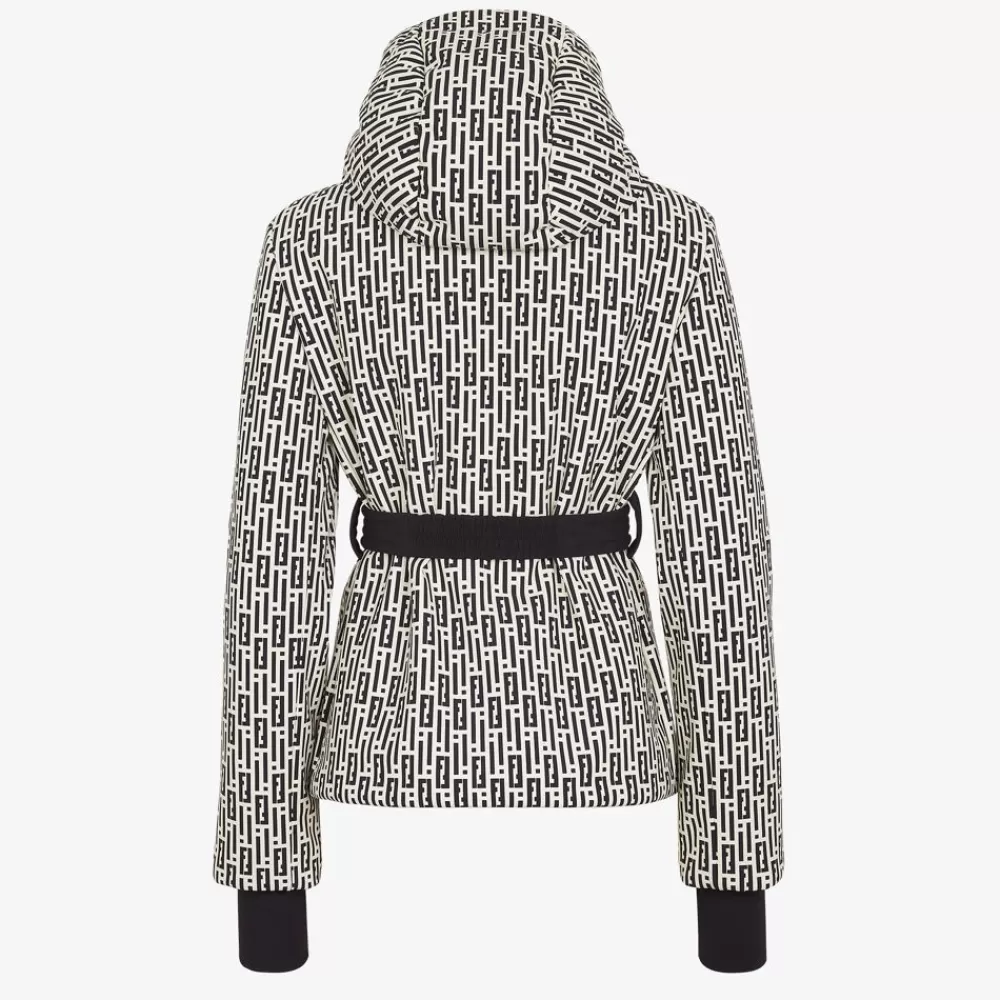 Skiwear>Fendi Piumino In Nylon Stampato Bianco E Nero