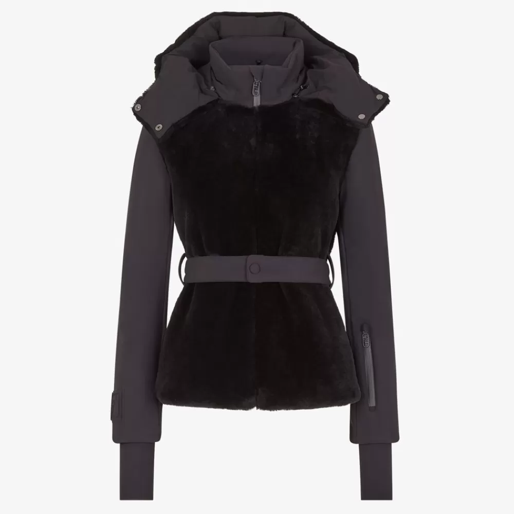 Skiwear>Fendi Piumino In Tessuto Tecnico E Shearling Nero