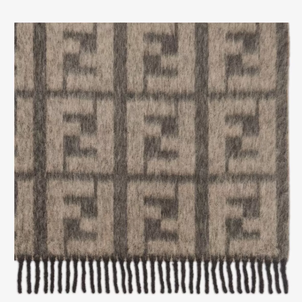 Sciarpe>Fendi Plaid In Alpaca E Lana Beige