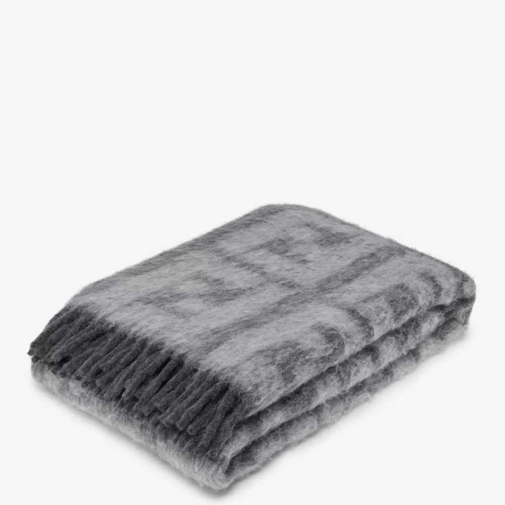 Sciarpe>Fendi Plaid In Alpaca E Lana Grigia