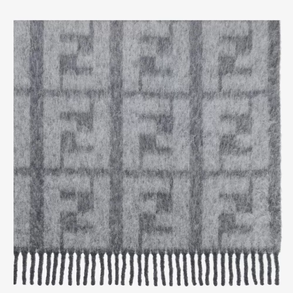 Sciarpe>Fendi Plaid In Alpaca E Lana Grigia