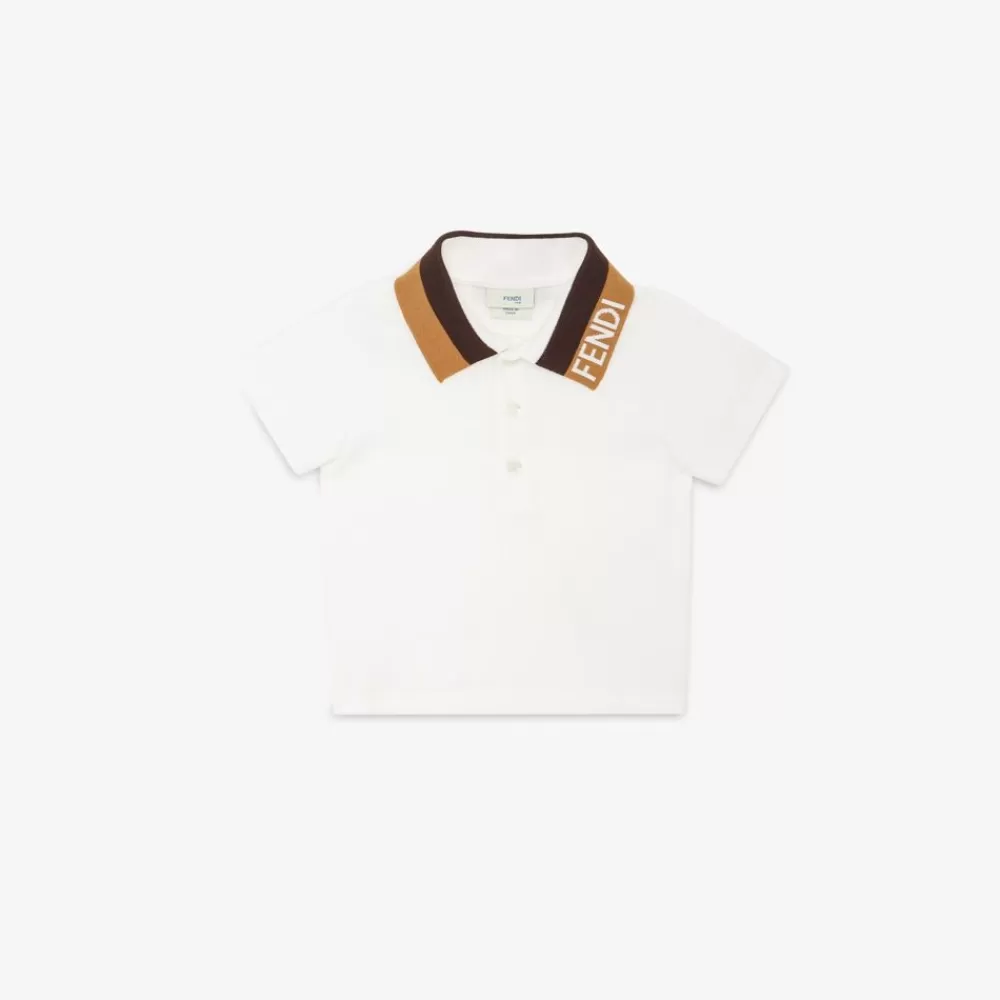 Bambino>Fendi Polo Baby In Piquet Bianco