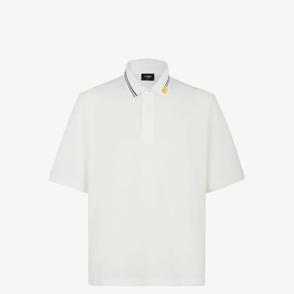 Activewear>Fendi Polo Da Golf In Piquet Bianco