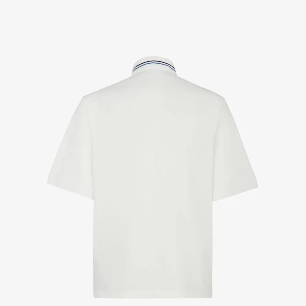 Activewear>Fendi Polo Da Golf In Piquet Bianco