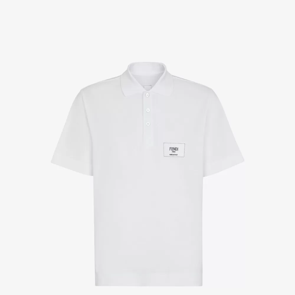 T-Shirt E Polo>Fendi Polo In Cotone Bianco
