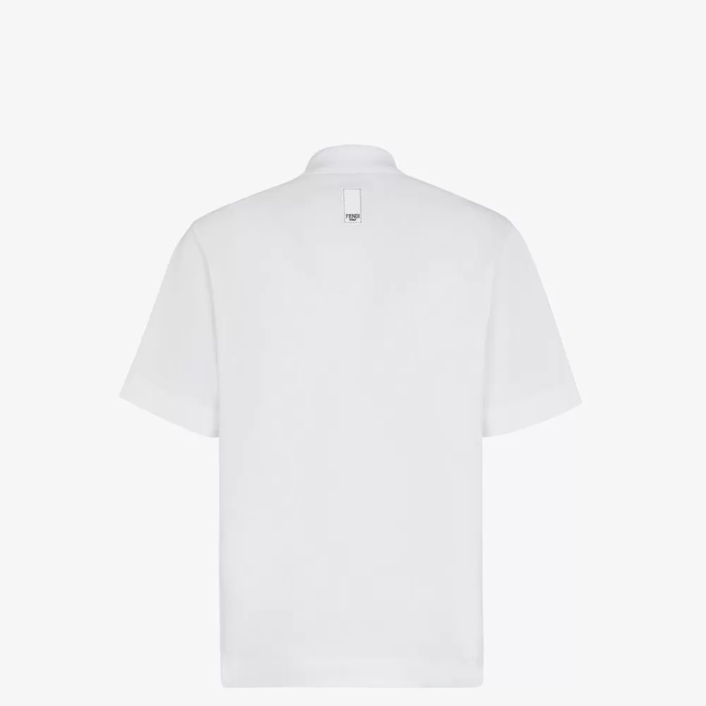 T-Shirt E Polo>Fendi Polo In Cotone Bianco