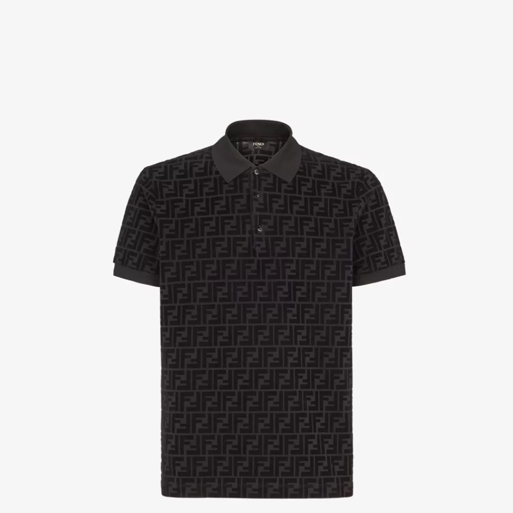 T-Shirt E Polo>Fendi Polo In Jersey Nero