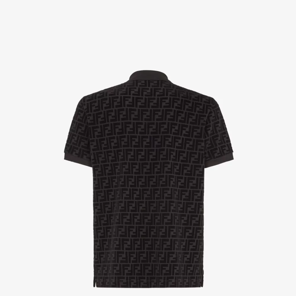 T-Shirt E Polo>Fendi Polo In Jersey Nero