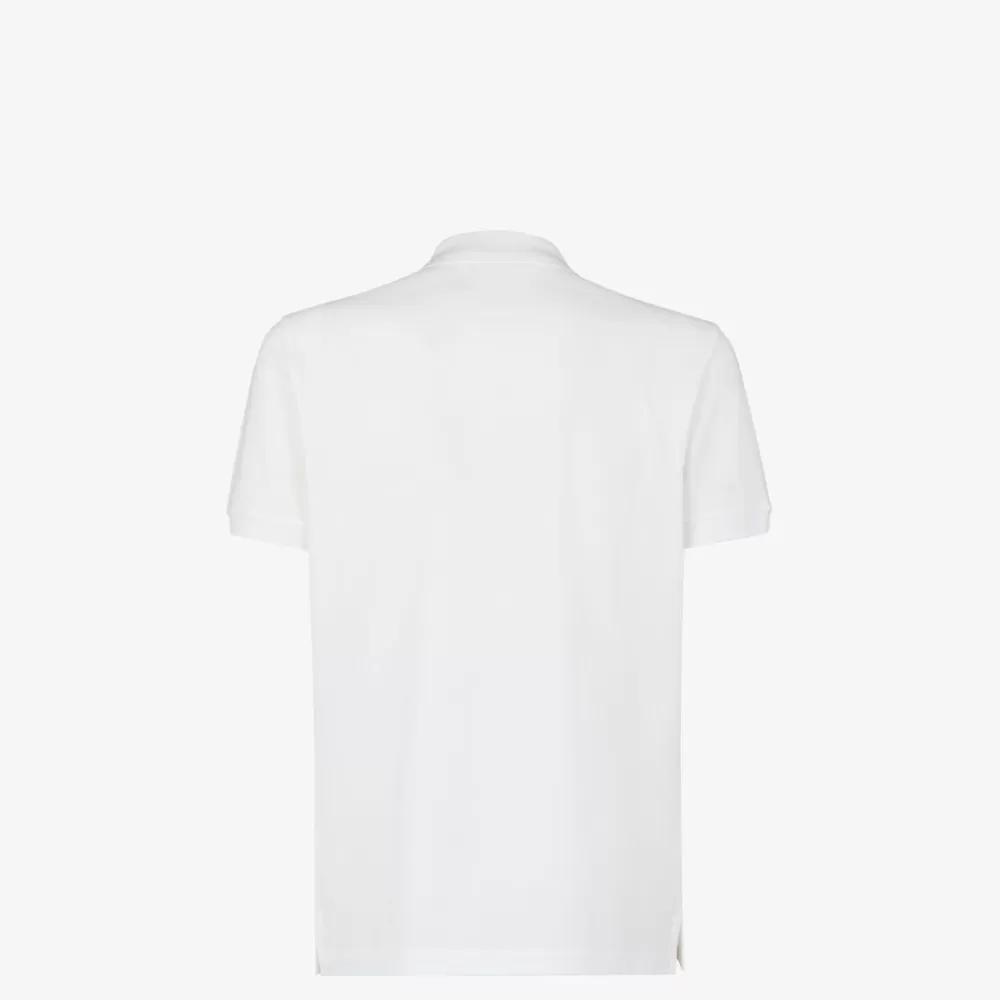 T-Shirt E Polo>Fendi Polo In Piquet Bianco