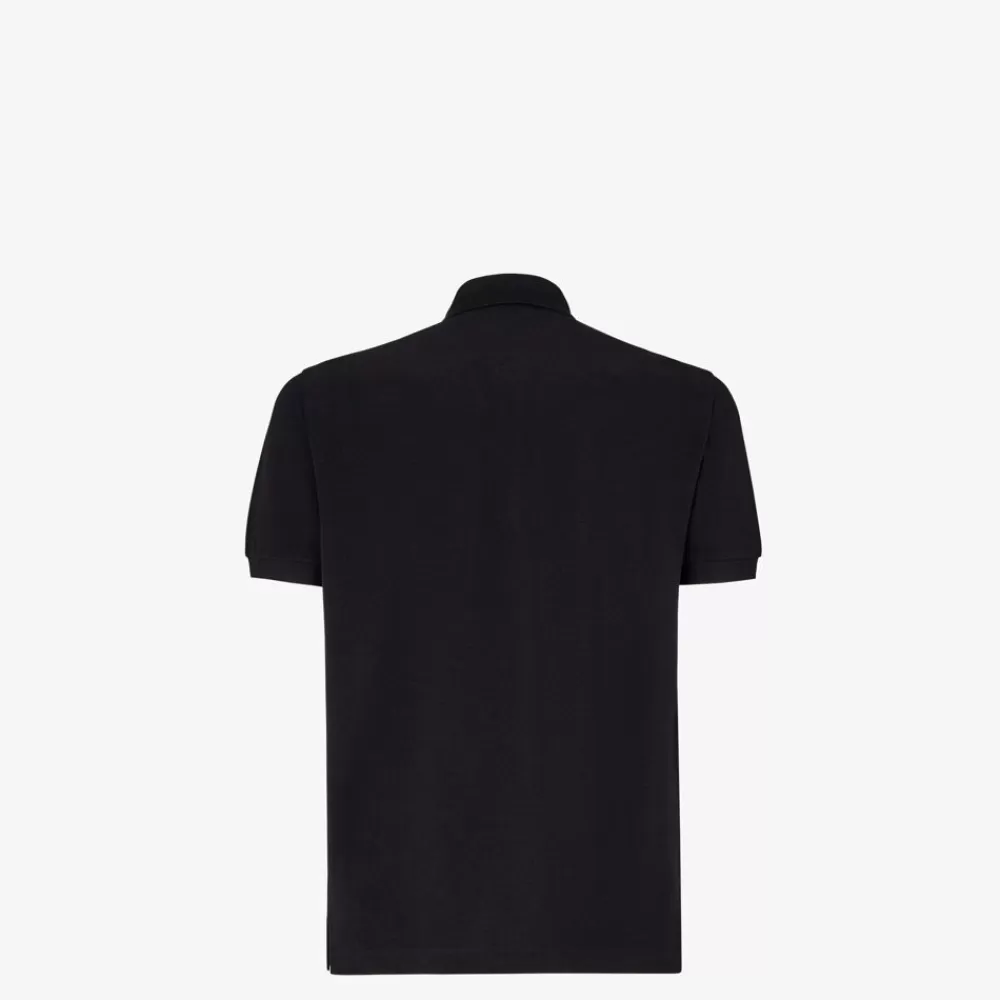 T-Shirt E Polo>Fendi Polo In Piquet Nero