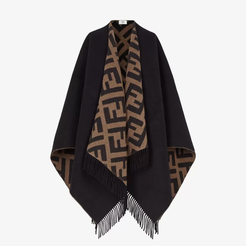 Sciarpe E Poncho>Fendi Poncho In Cashmere E Lana Multicolor