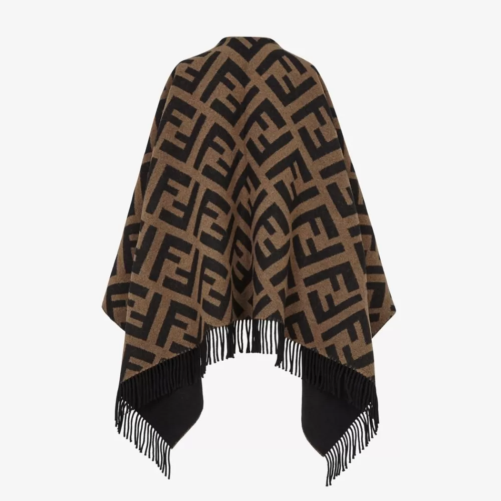 Sciarpe E Poncho>Fendi Poncho In Cashmere E Lana Multicolor