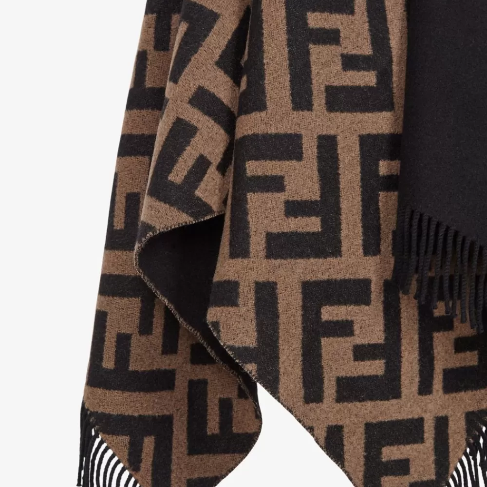 Sciarpe E Poncho>Fendi Poncho In Cashmere E Lana Multicolor