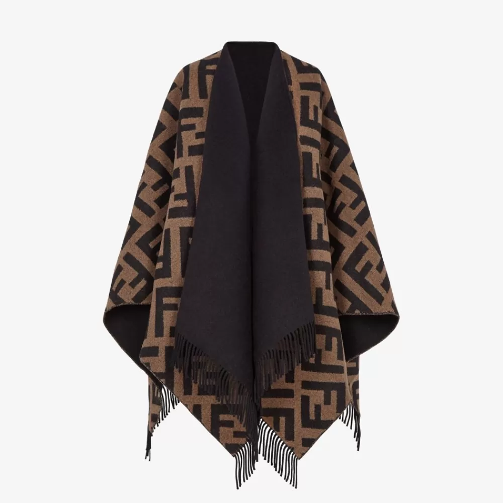 Sciarpe E Poncho>Fendi Poncho In Cashmere E Lana Multicolor