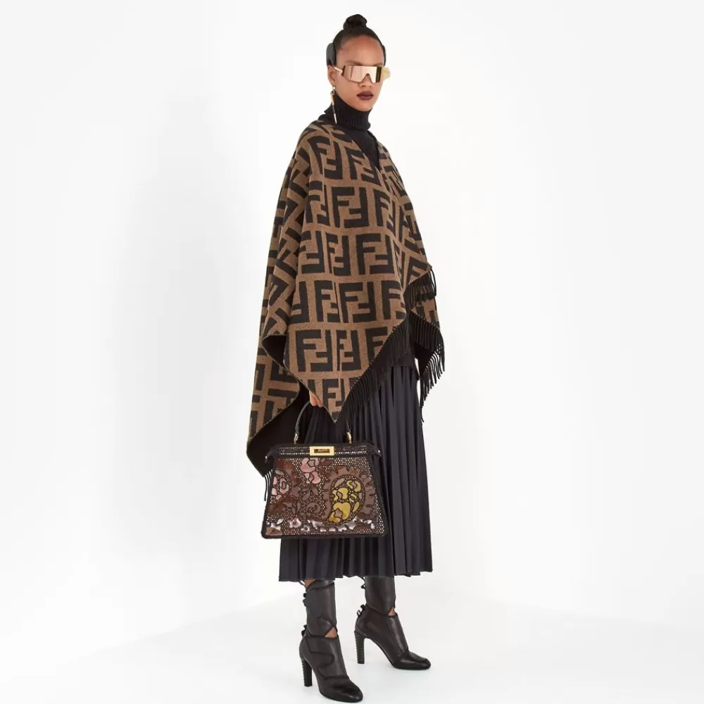 Sciarpe E Poncho>Fendi Poncho In Cashmere E Lana Multicolor