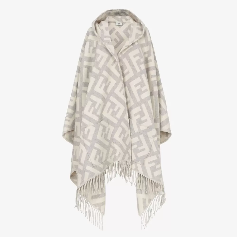 Sciarpe E Poncho>Fendi Poncho In Cashmere Grigio