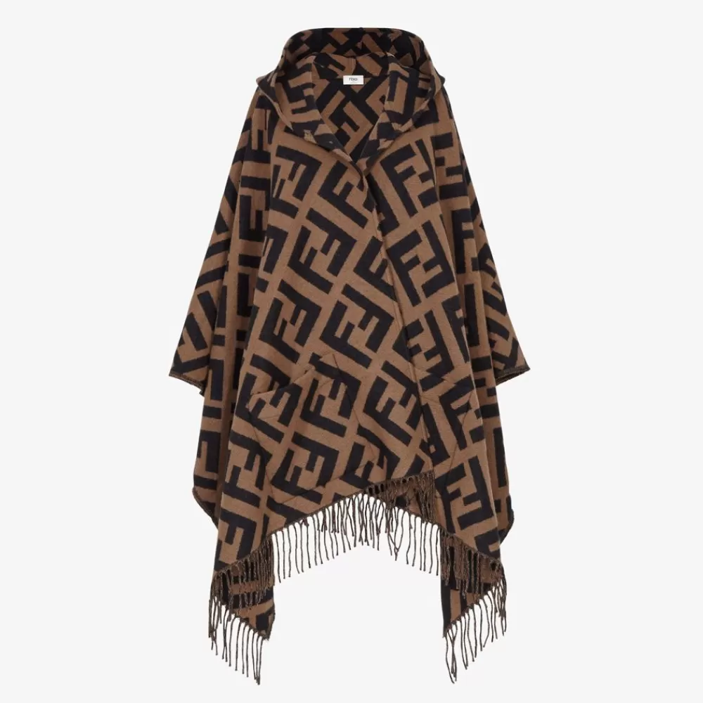 Sciarpe E Poncho>Fendi Poncho In Cashmere Marrone
